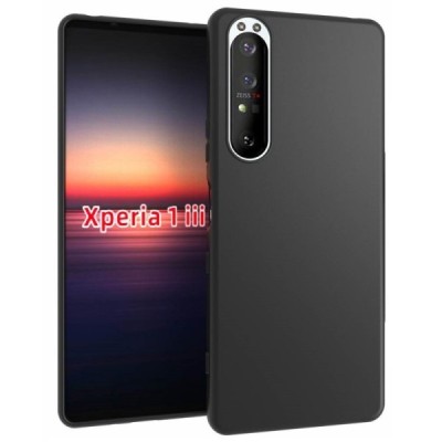 Sony Xperia 1 III kieto silikono TPU juodas dėklas - nugarėlė | Priedai.lt