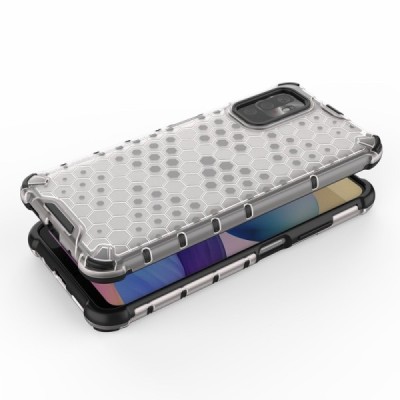 Honeycomb sustiprintos apsaugos Xiaomi Poco M3 Pro (Redmi Note 10 5G) skaidrus kieto silikono (TPU) ir plastiko dėklas | Priedai