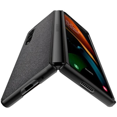 „Bi-Color“ Splicing Samsung Galaxy Z Fold3 5G (F926B) juodas tekstilės dėklas | Priedai.lt