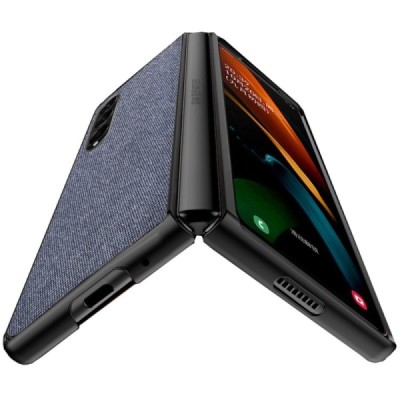 „Bi-Color“ Splicing Samsung Galaxy Z Fold3 5G (F926B) mėlynas tekstilės dėklas | Priedai.lt