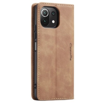 Xiaomi Mi 11 Lite CaseMe Retro solidus atverčiamas rudas odinis dėklas - knygutė | Priedai.lt