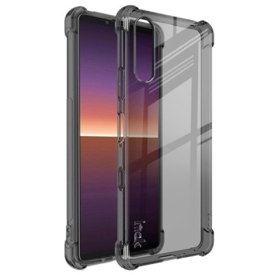 Sony Xperia 10 III Imak sustiprintos apsaugos kieto silikono pilkas TPU skaidrus dėklas - nugarėlė | Priedai.lt