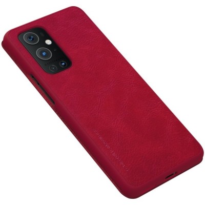 Prabangus „Nillkin“ Qin serijos raudonas odinis atverčiamas OnePlus 9 Pro dėklas - knygutė | Priedai.lt