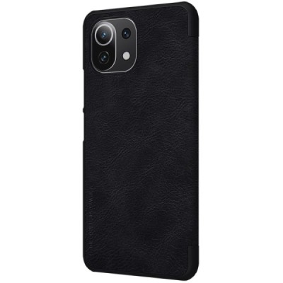 Prabangus „Nillkin“ Qin serijos juodas odinis atverčiamas Xiaomi Mi 11 Lite dėklas - knygutė | Priedai.lt