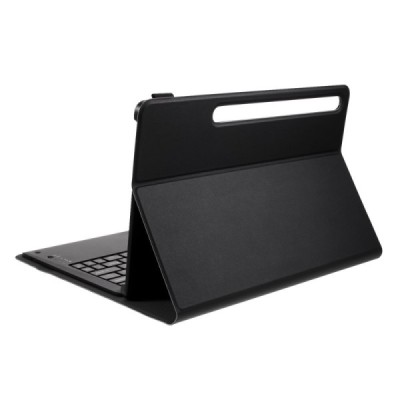 Samsung Galaxy Tab S7 FE 12.4", S7+ 12.4" (T976, T970) atverčiamas juodas odinis dėklas su bluetooth belaide klaviatūra | Prieda