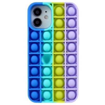 Apple iPhone 12 (12 Pro) „Popit“ Bubble minkšto silikono TPU mėlynas dėklas - nugarėlė | Priedai.lt