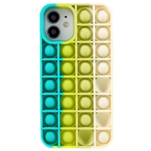„Popit“ Bubble minkšto silikono (TPU) dėklas - žalias (iPhone 12 / 12 Pro)