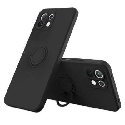 Xiaomi Mi 11 Lite Shell Kickstand kieto silikono TPU juodas dėklas - nugarėlė | Priedai.lt