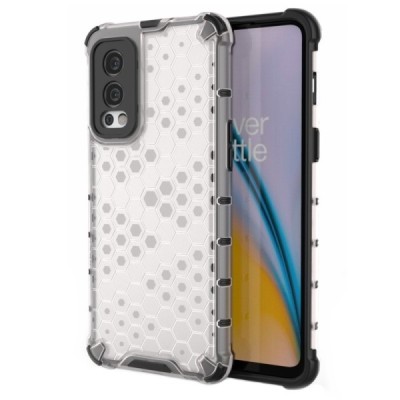 Honeycomb sustiprintos apsaugos OnePlus Nord 2 skaidrus kieto silikono (TPU) ir plastiko dėklas | Priedai.lt