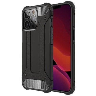 Sustiprintos apsaugos Apple iPhone 13 Pro juodas kieto silikono (TPU) ir plastiko dėklas | Priedai.lt