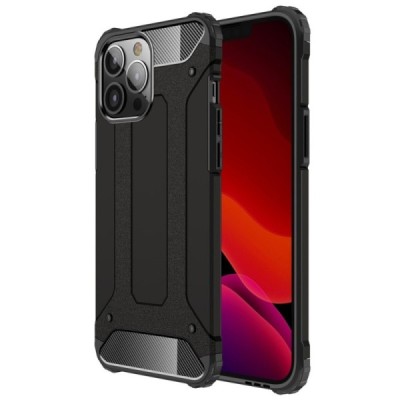 Sustiprintos apsaugos Apple iPhone 13 Pro Max juodas kieto silikono (TPU) ir plastiko dėklas | Priedai.lt