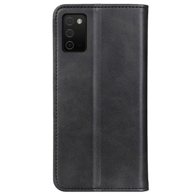 Samsung Galaxy A03s SM-A037G (166.5 x 75.98 x 9.14mm) „Split“ juodas odinis atverčiamas dėklas - knygutė | Priedai.lt