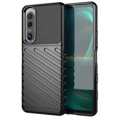 Sony Xperia 5 III Twill kieto silikono TPU juodas dėklas - nugarėlė | Priedai.lt