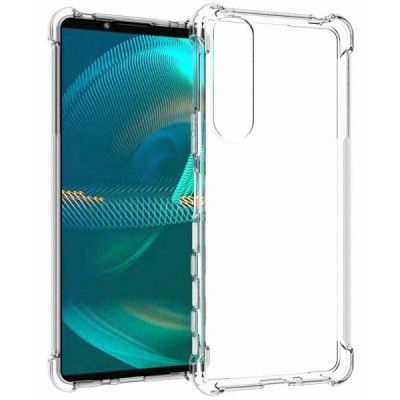 Sony Xperia 5 III sustiprintos apsaugos kieto silikono TPU skaidrus dėklas - nugarėlė | Priedai.lt