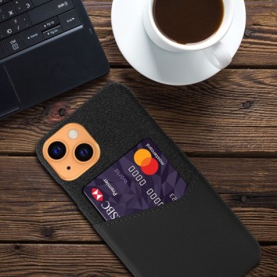 „KSQ“ Shell Apple iPhone 13 juodas odinis dėklas - nugarėlė su kišenėle kortelėms | Priedai.lt