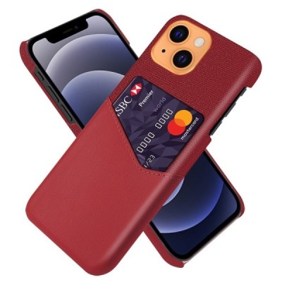 „KSQ“ Shell Apple iPhone 13 Mini raudonas odinis dėklas - nugarėlė su kišenėle kortelėms | Priedai.lt