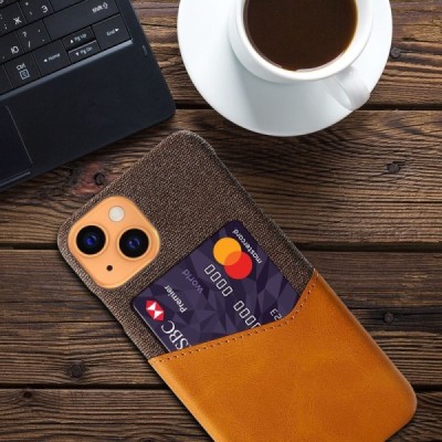 „KSQ“ Shell Apple iPhone 13 Mini rudas odinis dėklas - nugarėlė su kišenėle kortelėms | Priedai.lt