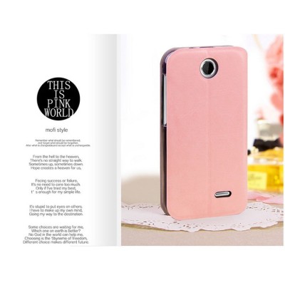 „Mofi“ Leather serijos HTC Desire 310 rožinis odinis atverčiamas dėklas / Priedai.lt
