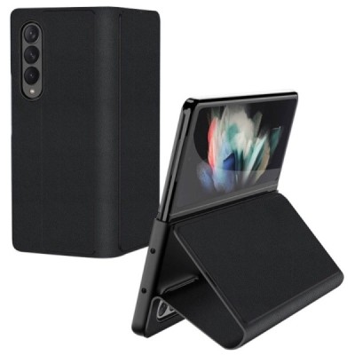 Samsung Galaxy Z Fold3 5G (F926B) „GKK“ juodas odinis atverčiamas dėklas - knygutė | Priedai.lt