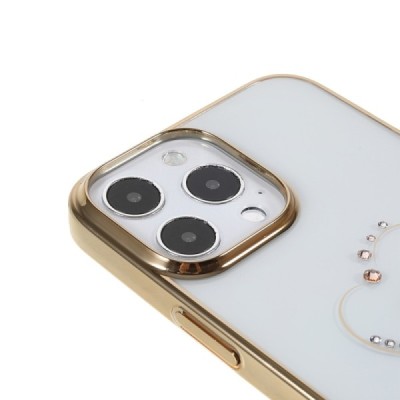 Apple iPhone 13 Pro Kingxbar Crystal  Love Swarovski plastikinis skaidrus permatomas auksinis dėklas su kristalais | Priedai.lt