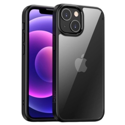 Apple iPhone 13 „IPAKY“ Royal silikoninis skaidrus permatomas dėklas su juodu rėmeliu | Priedai.lt