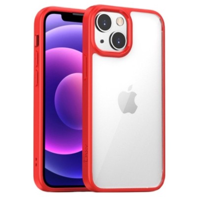 Apple iPhone 13 „IPAKY“ Royal silikoninis skaidrus permatomas dėklas su raudonu rėmeliu | Priedai.lt