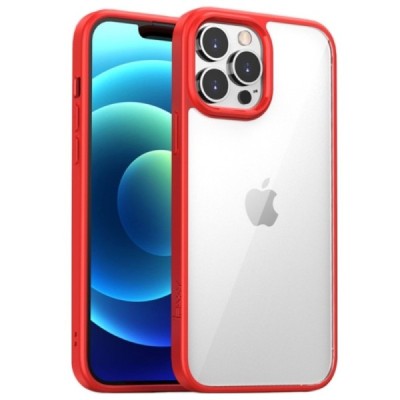 Apple iPhone 13 Pro Max „IPAKY“ Royal silikoninis skaidrus permatomas dėklas su raudonu rėmeliu | Priedai.lt