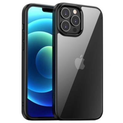 Apple iPhone 13 Pro „IPAKY“ Royal silikoninis skaidrus permatomas dėklas su juodu rėmeliu | Priedai.lt