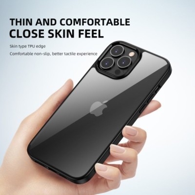 Apple iPhone 13 Pro „IPAKY“ Royal silikoninis skaidrus permatomas dėklas su juodu rėmeliu | Priedai.lt