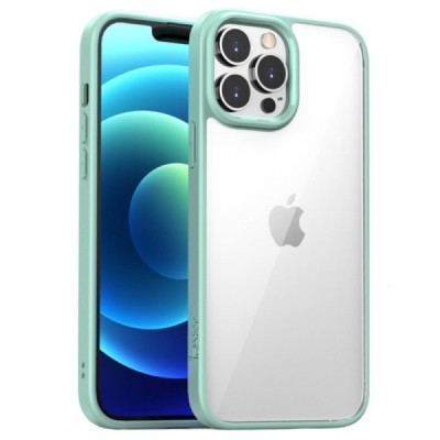 Apple iPhone 13 Pro „IPAKY“ Royal silikoninis skaidrus permatomas dėklas su žaliu rėmeliu | Priedai.lt