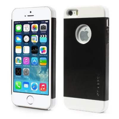 Juodas su baltomis „VERUS“ išskaidomas plastikinis Apple iPhone SE (5, 5s) dėklas / Priedai.lt