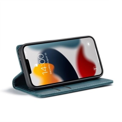 Apple iPhone 13 Mini CaseMe Retro solidus atverčiamas žalias odinis dėklas - knygutė | Priedai.lt