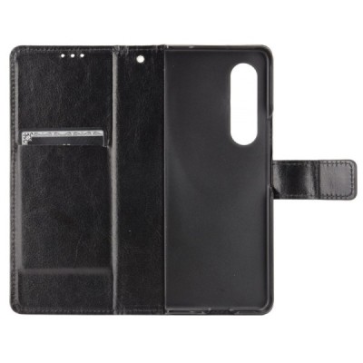 Samsung Galaxy Z Fold3 5G (F926B) atverčiamas juodas odinis dėklas - piniginė | Priedai.lt