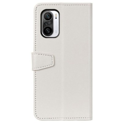 Xiaomi Poco F3 (Mi 11i) atverčiamas baltas odinis dėklas, knygutė - piniginė | Priedai.lt