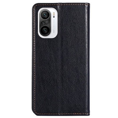 Solidus Xiaomi Poco F3 ir Xiaomi Mi 11i juodas odinis atverčiamas dėklas | Priedai.lt