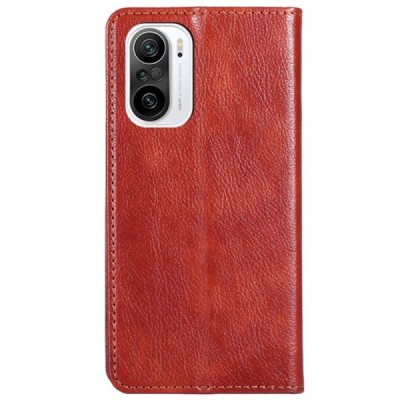 Solidus Xiaomi Poco F3 ir Xiaomi Mi 11i rudas odinis atverčiamas dėklas | Priedai.lt