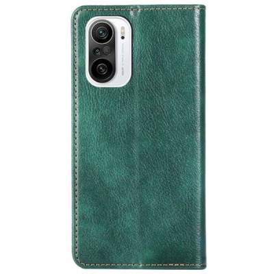 Solidus Xiaomi Poco F3 ir Xiaomi Mi 11i žalias odinis atverčiamas dėklas | Priedai.lt