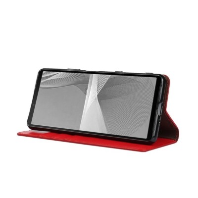 Solidus Sony Xperia 10 III raudonas odinis atverčiamas dėklas | Priedai.lt