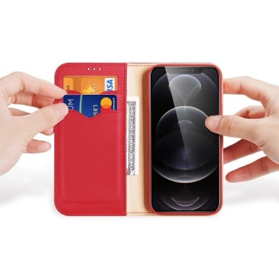 „Dux Ducis“ Hivo serijos Apple iPhone 13 Pro Max raudonas odinis atverčiamas dėklas | Priedai.lt