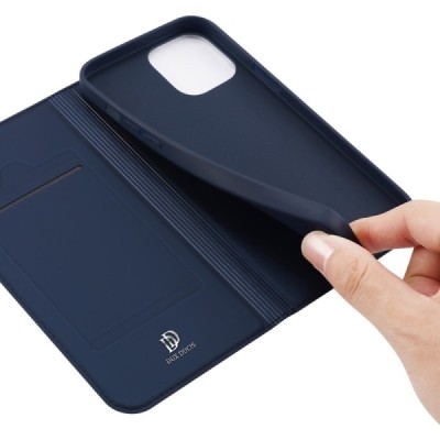 „Dux Ducis“ Skin serijos Apple iPhone 13 tamsiai mėlynas odinis atverčiamas dėklas | Priedai.lt
