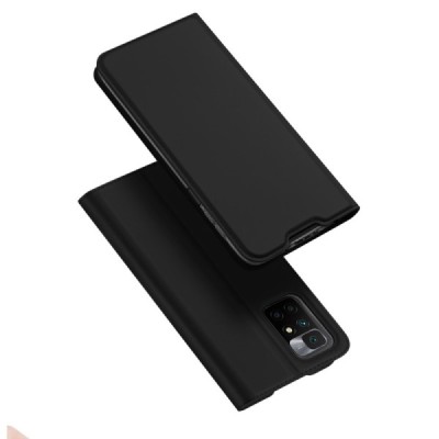 „Dux Ducis“ Skin serijos Xiaomi Redmi 10 juodas odinis atverčiamas dėklas | Priedai.lt