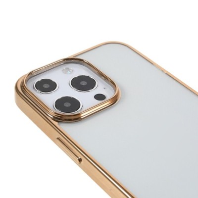Apple iPhone 13 Pro Max „X-Level“ Glitter Case TPU silikoninis skaidrus permatomas plonas dėklas su auksiniu rėmeliu | Priedai.l