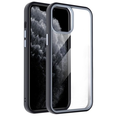 Apple iPhone 13 Pro „X-Level“ Colorful silikoninis skaidrus permatomas dėklas su pilku rėmeliu | Priedai.lt
