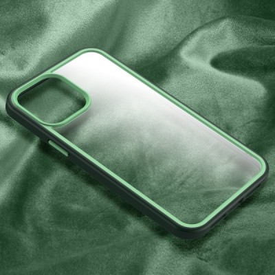 Apple iPhone 13 „X-Level“ Colorful silikoninis skaidrus permatomas dėklas su žaliu rėmeliu | Priedai.lt