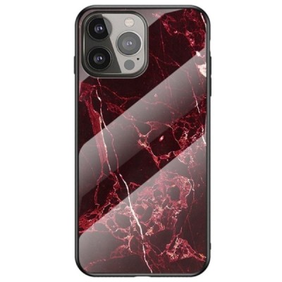 Apple iPhone 13 Pro „Marble“ kieto silikono TPU juodas / raudonas dėklas - nugarėlė | Priedai.lt