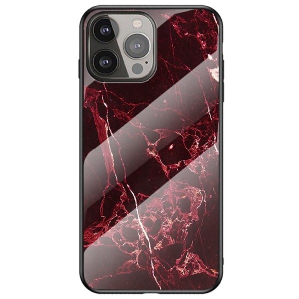 „Marble“ kieto silikono (TPU) dėklas - juodas / raudonas (iPhone 13 Pro)