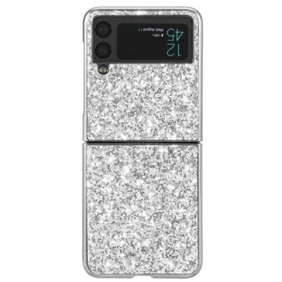 Samsung Galaxy Z Flip3 (F711) Shine Glittery plastikinis sidabrinis dėklas - nugarėlė | Priedai.lt
