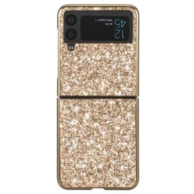 Samsung Galaxy Z Flip3 (F711) Shine Glittery plastikinis auksinis dėklas - nugarėlė | Priedai.lt