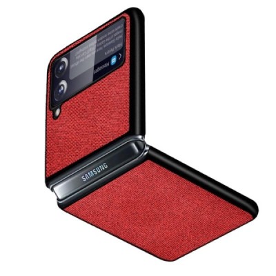 „Bi-Color“ Splicing Samsung Galaxy Z Flip3 (F711) raudonas odinis dėklas | Priedai.lt