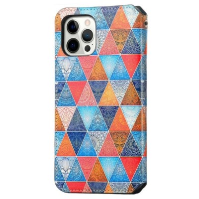 Apple iPhone 13 Pro Max atverčiamas spalvotas „Caseneo“ Mandala odinis dėklas - knygutė | Priedai.lt